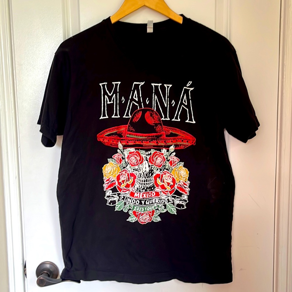 Maná Concert Shirt, Lindo y Querido 2023 Tour, Mexico Large Black 100% Cotton